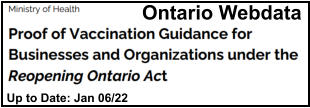 Ontario Webdata Up to Date: Jan 06/22
