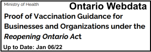 Ontario Webdata Up to Date: Jan 06/22