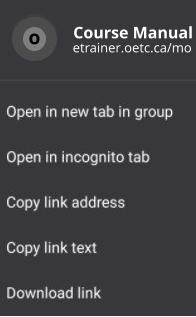o Course Manual etrainer.oetc.ca/mo